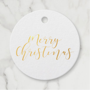 Étiquette-cadeau Élégante calligraphie Joyeux Noël véritable feuill