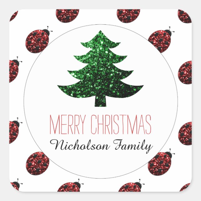 Étiquette cadeau + étincelle verte de Noël (Devant)