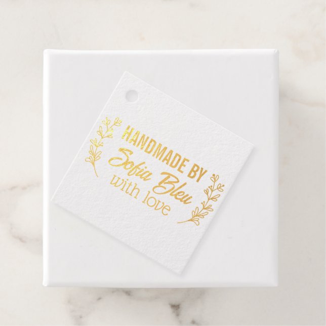 Étiquette-cadeau Fabriqué à la main avec amour (Avec boite)