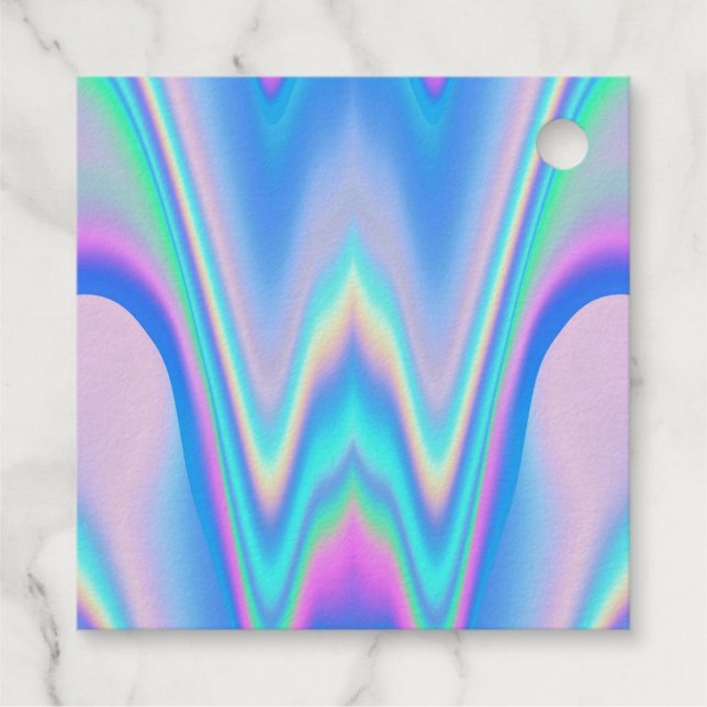 Étiquette-cadeau Fabuleux holographe néon unicorne rose texte CUTE (Dos)