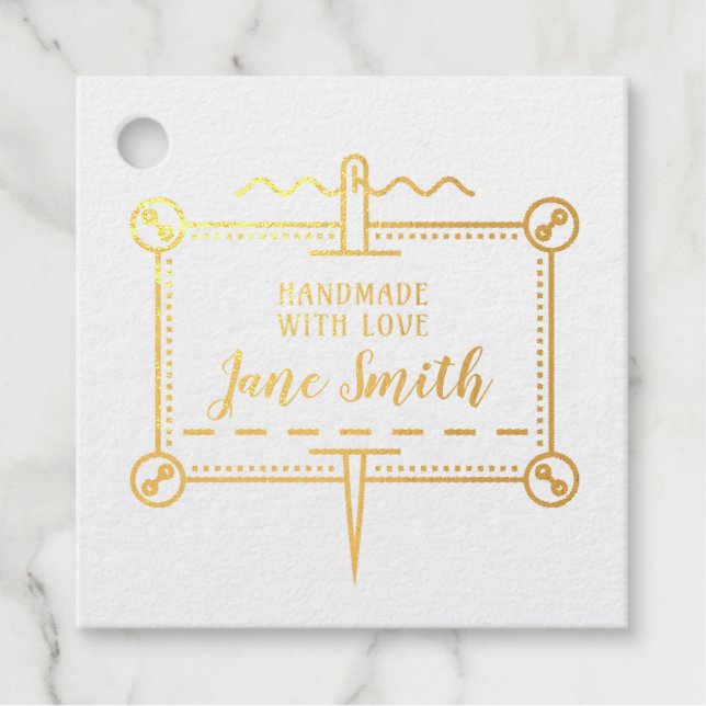 Étiquette-cadeau Fait à la main avec amour | Boutons et conception  (Devant)