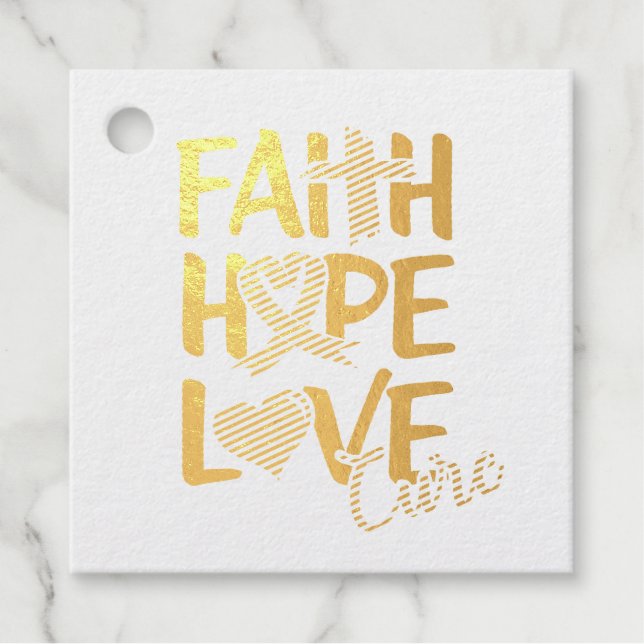 Étiquette-cadeau Faith Hope Love T-Shirt Porte - clé Button Argent  (Devant)
