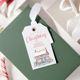 Étiquette cadeau famille de l'atelier de Père Noël
