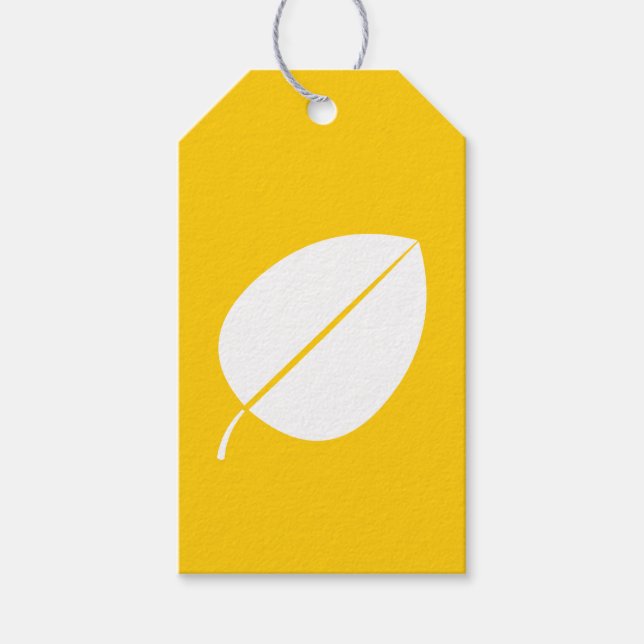 Étiquette cadeau Feuilles d'automne en jaune (Devant)