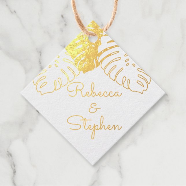 Étiquette-cadeau Feuilles de Monstera Tropicales Mariage FEUILLE D' (Devant)