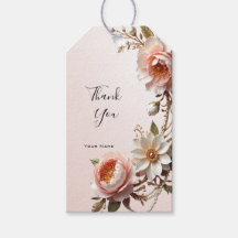 Étiquette cadeau fleurs roses et blanches décorati