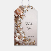 Étiquette cadeau Fleurs roses et blanches douces
