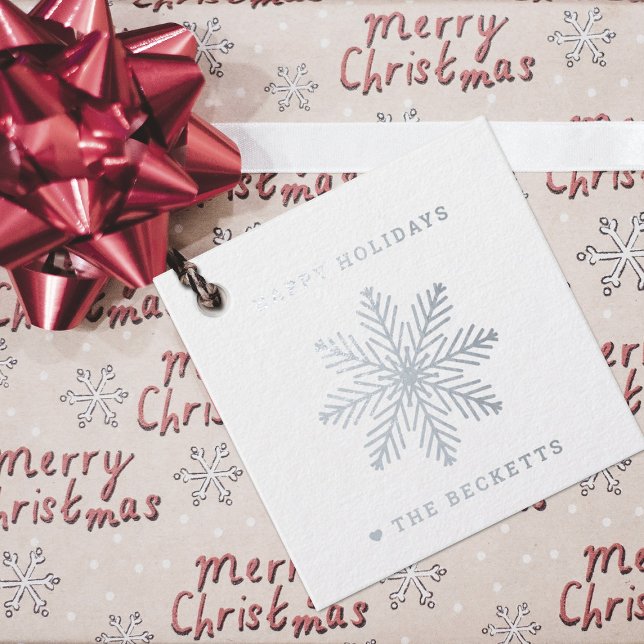 Étiquette-cadeau Flocon de neige festif Noël (Créateur téléchargé)