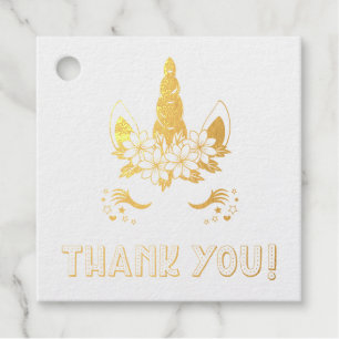 Étiquette-cadeau Floral Gold Foil Unicorn Baby shower Merci
