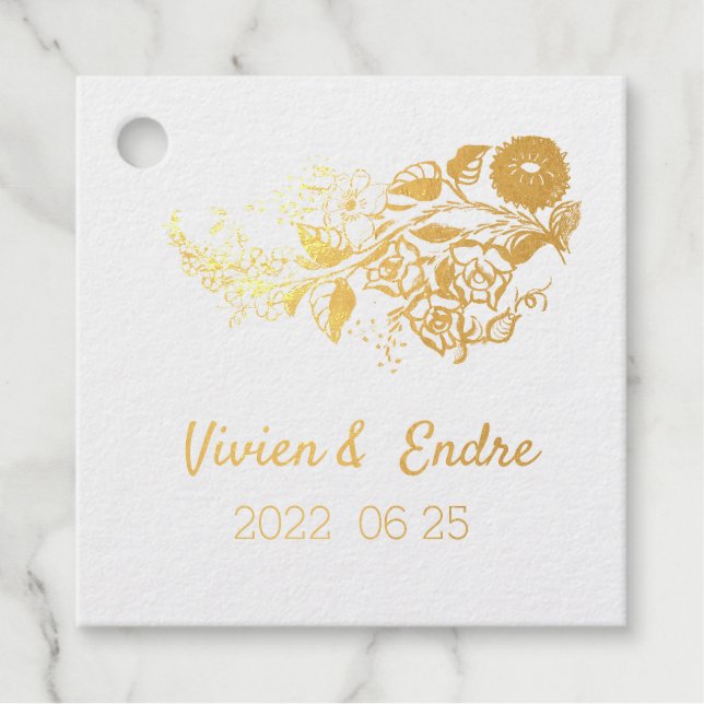 Étiquette-cadeau Florales Kalocsai élégantes - mariage personnalisé (Devant)