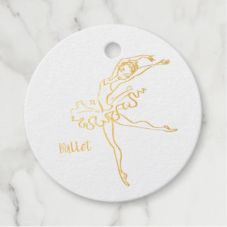 Étiquette-cadeau Gabarit de danse de ballet élégant feuille de scri