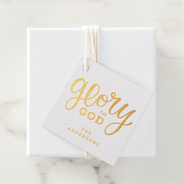 Étiquette-cadeau Gloire de Noël à Dieu | Religieux chrétienne d'or (Avec boite)