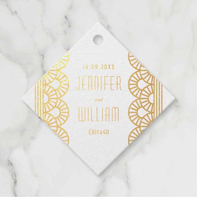 Étiquette-cadeau Gold Art Déco Gatsby Style Mariage personnalisé (Devant)