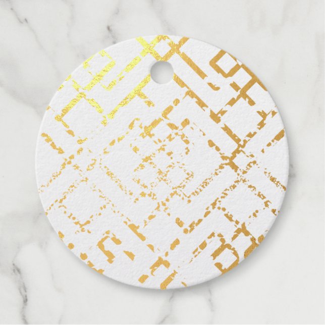 Étiquette-cadeau Golden Shimmer Photo géométrique Real Gold Foil (Devant)