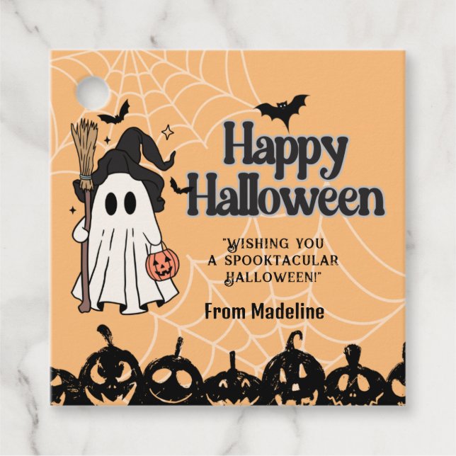 Étiquette cadeau Halloween taillée (Devant)