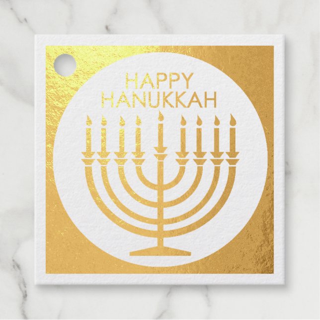 Étiquette-cadeau Happy Hannukah menorah (Devant)