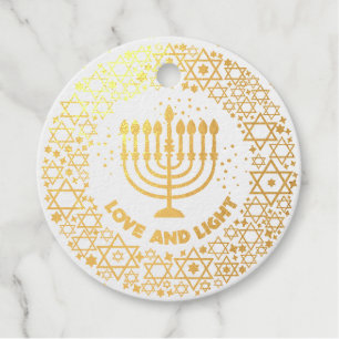 Étiquette-cadeau Happy Hannukah menorah étoiles