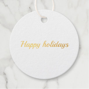 Étiquette-cadeau happy holiday simple minimum cercle feuille cadeau