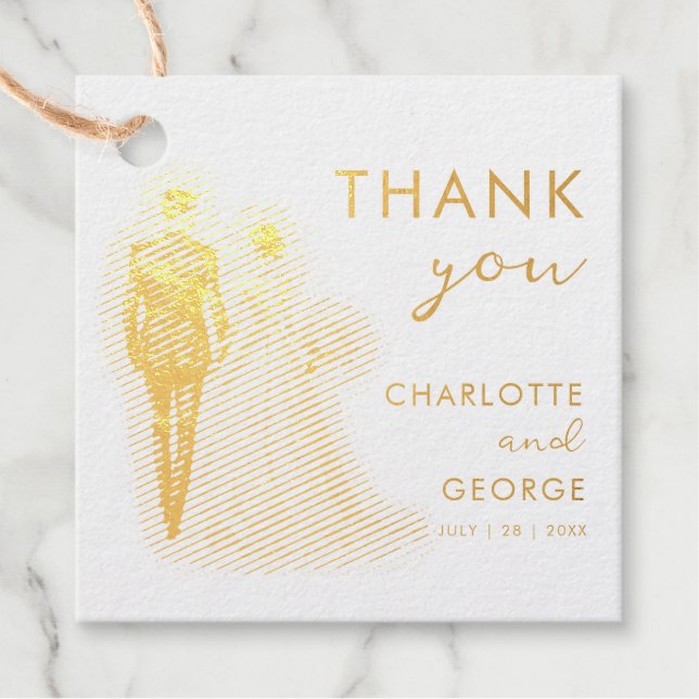 Étiquette-cadeau Illustration Mariée et Salle Faveurs mariage (Devant)