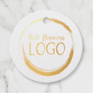 Étiquette-cadeau Image du logo Gold Round