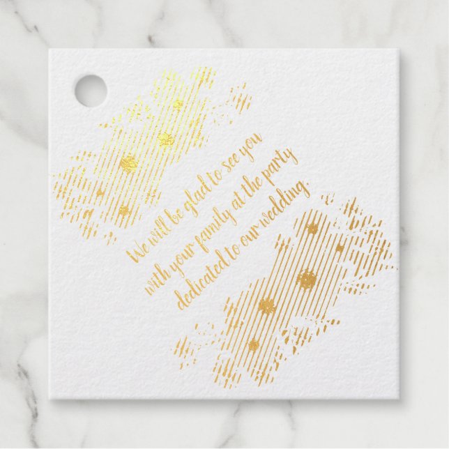 Étiquette-cadeau Invitation de mariage jaune violet personnalisée.  (Devant)
