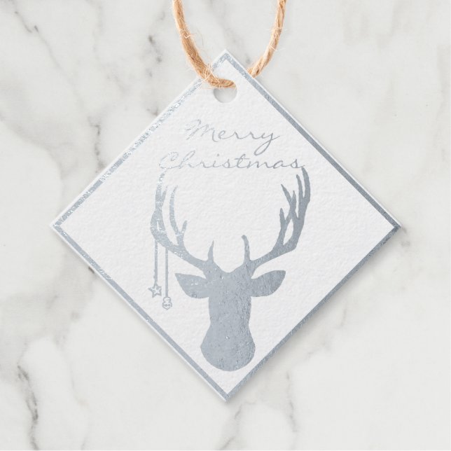 Étiquette-cadeau Jeu de balises personnalisées de cerfs de Noël (Devant)