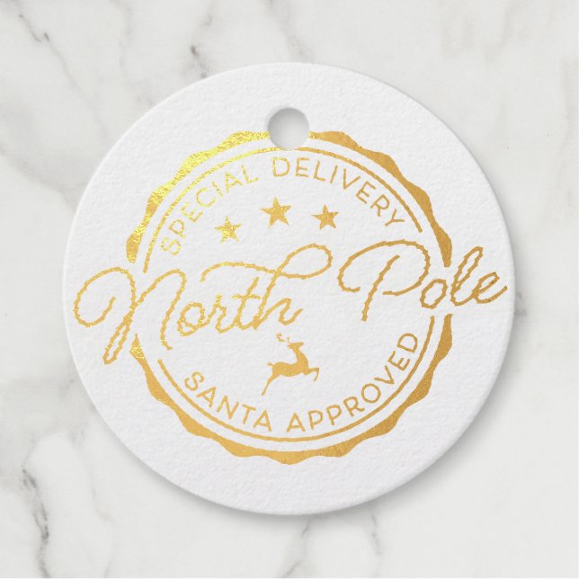 Étiquette-cadeau Jote Père Noël Sceau Pôle Nord (Devant)