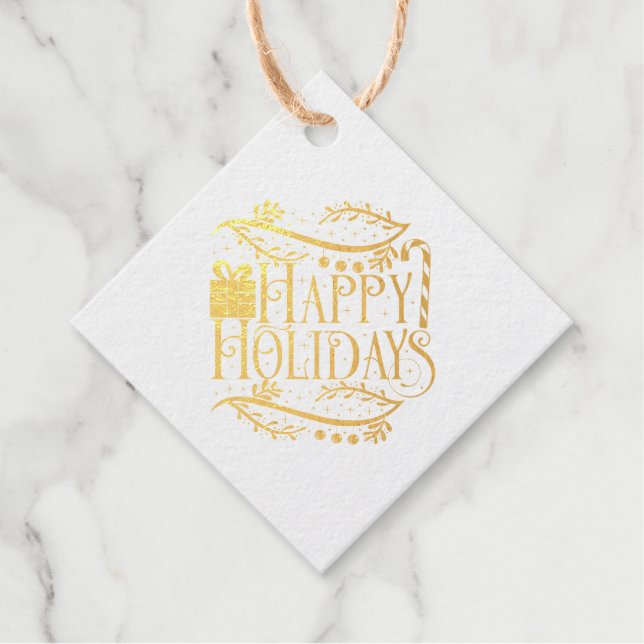 Étiquette-cadeau Joyeuses fêtes Conception de Noël (Devant)