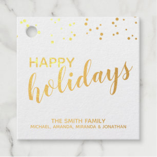 Étiquette-cadeau 'Joyeuses Vacances' Elégante Gold Foil