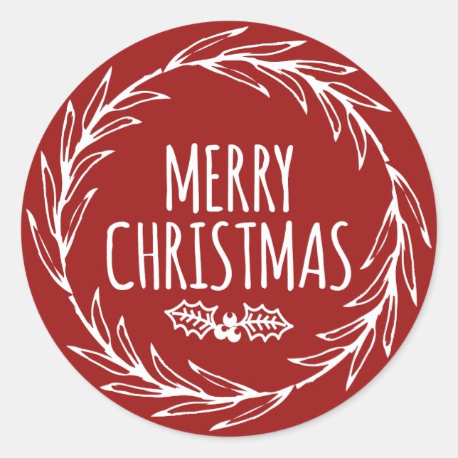 Étiquette cadeau Joyeux Noël Sticker de la couronn (Devant)