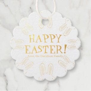 Étiquette-cadeau Joyeux Pâques turquoise blanc texte personnalisé m