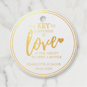 Étiquette-cadeau La clé du Mariage d'or pour le bonheur est LOVE Op