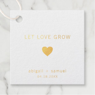 Étiquette-cadeau Laissez l'amour grandir Mariage feuille d'or moder