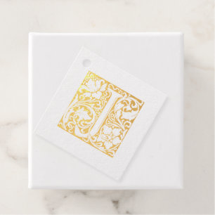 Étiquette-cadeau LETTRE D'ANNIVERSAIRE D'OR ÉCLAIRÉ J MONogramme