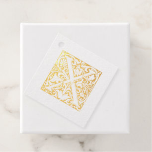 Étiquette-cadeau LETTRE D'ANNIVERSAIRE D'OR ÉCLAIRÉ X MONogramme