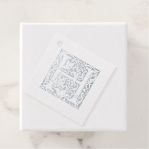 Étiquette-cadeau LETTRE HAUTE ANNONCE ARGENT ÉCLAIRÉ H MONogramme