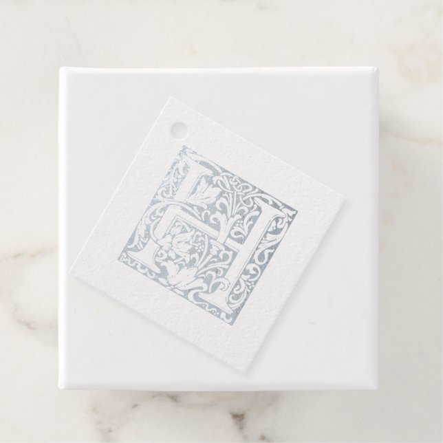 Étiquette-cadeau LETTRE HAUTE ANNONCE ARGENT ÉCLAIRÉ H MONogramme (Avec boite)