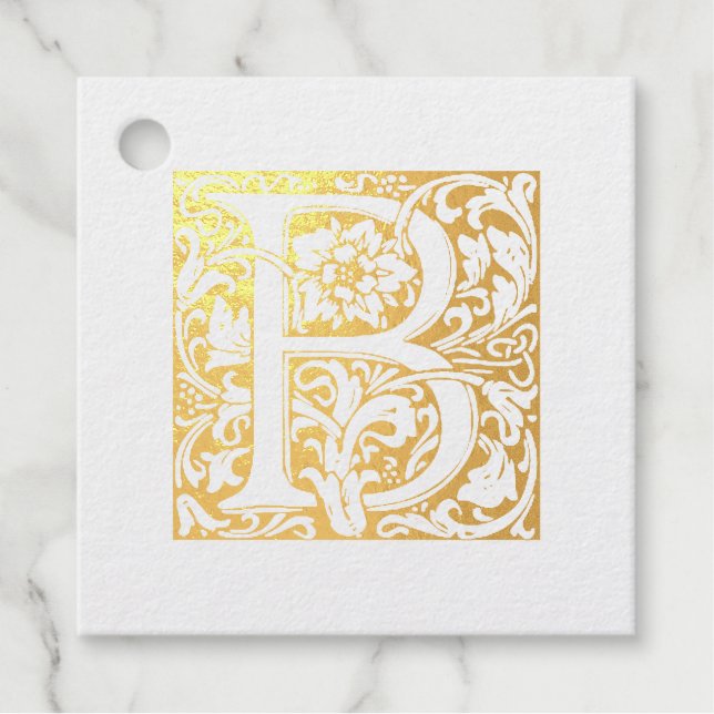 Étiquette-cadeau Lettre mariage B Monogramme illuminée (Devant)