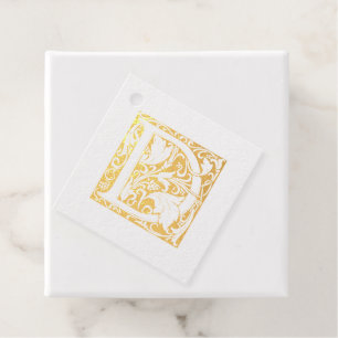 Étiquette-cadeau Lettre mariage D Monogramme illuminée