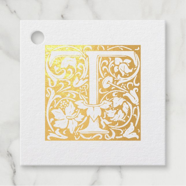 Étiquette-cadeau Lettre mariage illuminée T Monogramme (Devant)