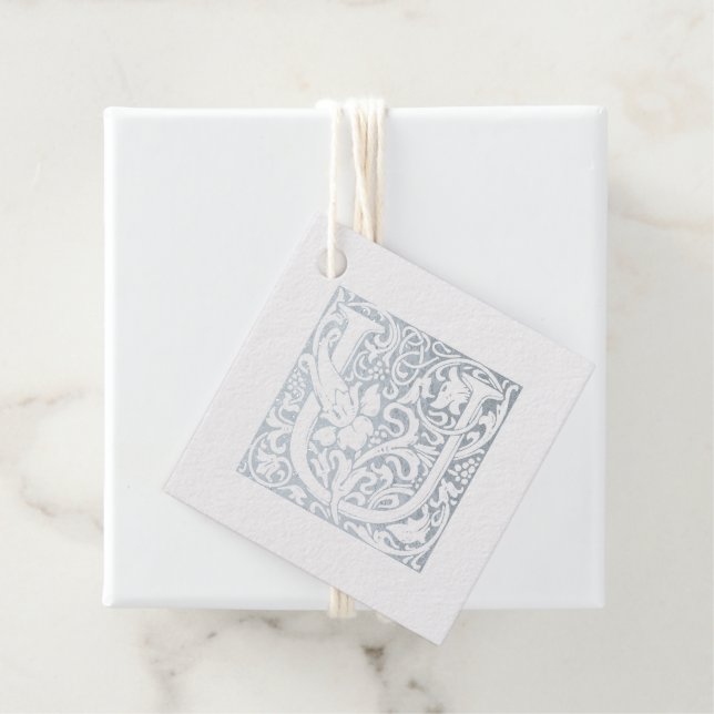 ÉTIQUETTE-CADEAU LETTRE U ÉCLAIRÉE D'ARGENT ANNONCE EN ARGENT U MON (Avec boite)