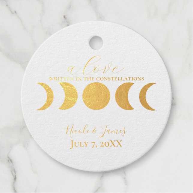 Étiquette-cadeau Lunar Luxe Black & Cream Moon Mariage (Devant)
