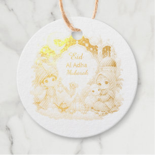 Étiquette-cadeau Luxueux Joyeux Eid Aldha Mubarak feuille d'or