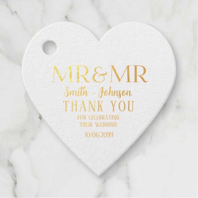 Étiquette-cadeau M. et M. Text Mariage Gold et Silver Gay (Devant)