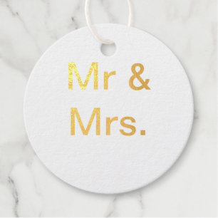 Étiquette-cadeau M. et Mme nom du couple monogramme texte simple mi