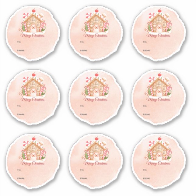 Étiquette cadeau maison en pain d'épices rose pers (Devant)