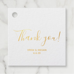 Étiquette-cadeau Mariage de calligraphie Gold Foil avec date