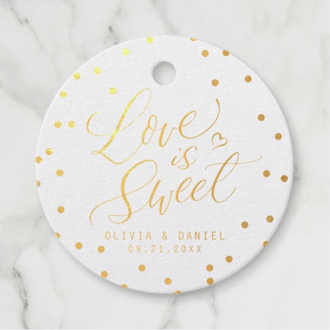Étiquette-cadeau mariage de calligraphie moderne "l'amour est doux" (Devant)
