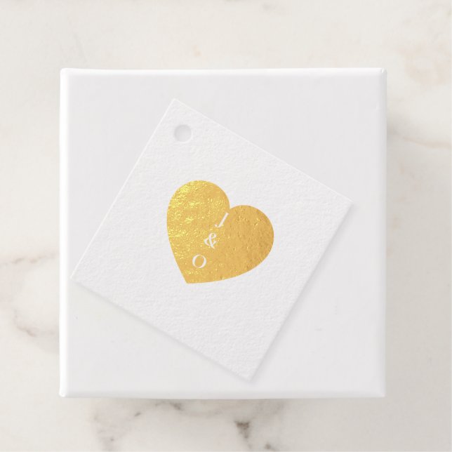 Étiquette-cadeau Mariage de monogramme Couple Coeur personnalisé (Avec boite)