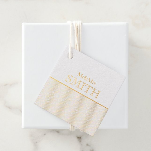 Étiquette-cadeau Mariage élégant M & Mme Nom personnalisé Chic (Avec boite)
